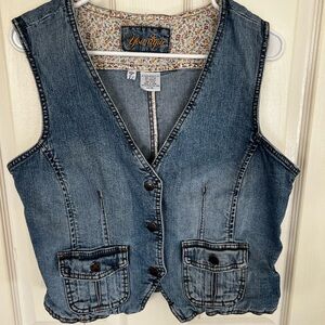 Vintage Y2K Blue Denim Button-Up Vest Cotton Blend